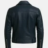 biker leather back jacket blue