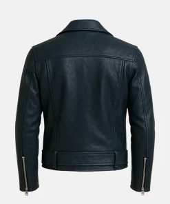 biker leather back jacket blue