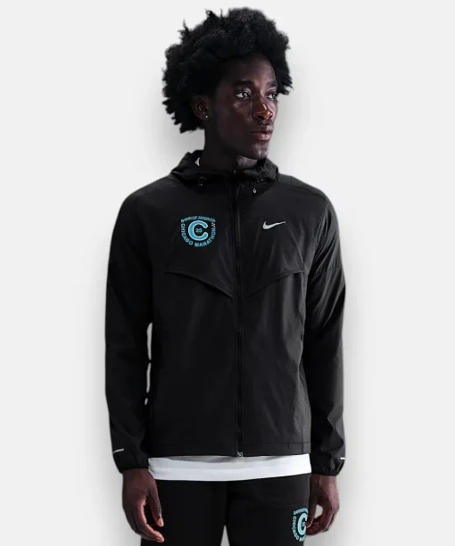 chicago marathon 2025 black jacket men windbreaker – front