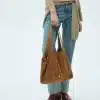 mango Suede Leather Shopper Bag