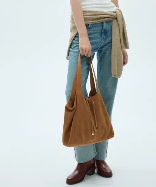 mango Suede Leather Shopper Bag