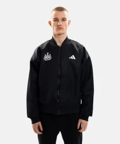 2025 Newcastle United Adidas Black Bomber Full-Zip Jacket