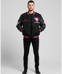 Bret Hitman Hart Foundation Black Varsity Bomber Jacket