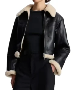 Erin Andrews Black Shearling Leather Jacket