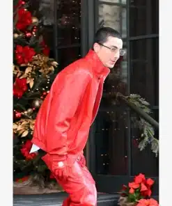 Marty-Supreme-Timothee Chalamet Oversized Red Leather Jacket