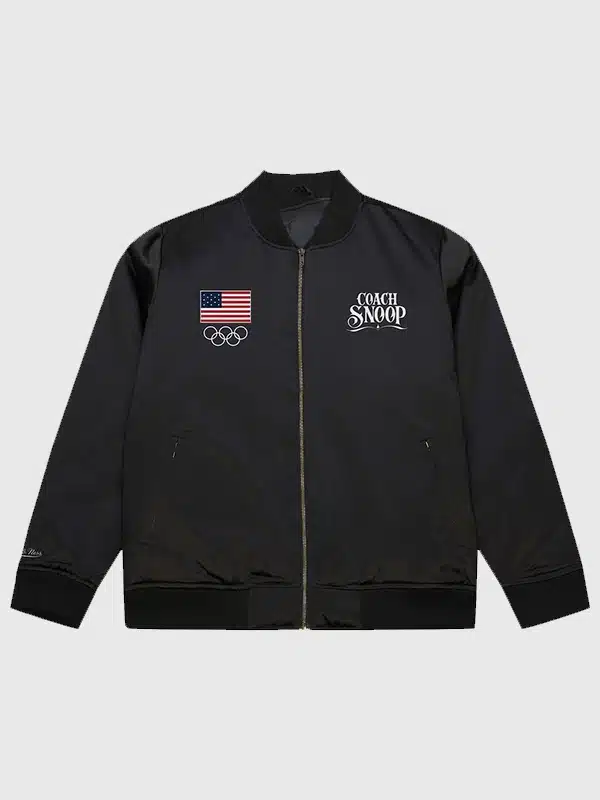 Mitchell & Ness Team USA Coach Snoop Black Satin Jacket