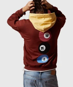 Pacsun-Wish-Me-Luck-Burgundy-Hoodie-with-Yellow-Hood