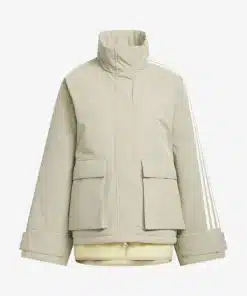 Shop Adidas Premium 3S Oversized Beige Padded Jacket
