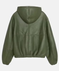 Stussy Green Shearling Hooded Green Leather Work Jacket