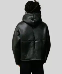 Stussy Mens Shearling Hooded Jacket Black