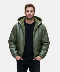 Stussy Shearling Hooded Work Jacket green