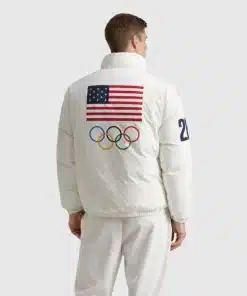Unisex Milano Cortina 2026 Winter Olympics Games Polo Ralph Lauren Team USA Graphic Down Puffer Jacket – White