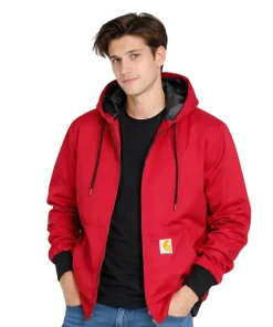 Vintage Carhartt Red Hooded Bomber Jacket