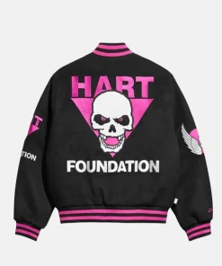 WWE Bret Hitman Hart Foundation Black Varsity Jacket