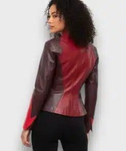 dua lipa Vintage Color Block Flame Leather Jacket